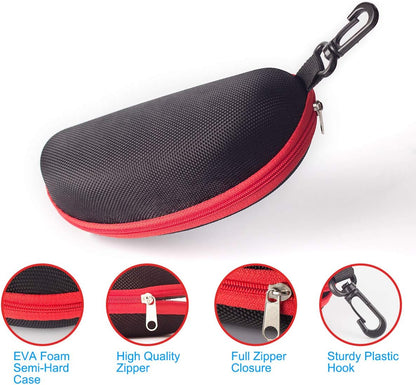 3 Pack Sunglasses Case Portable Travel Zipper Eyeglasses Case Hook